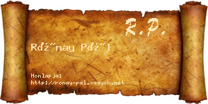 Rónay Pál névjegykártya